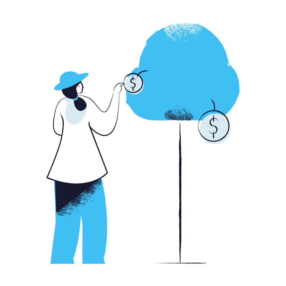 Illustration: finance money tree investment money